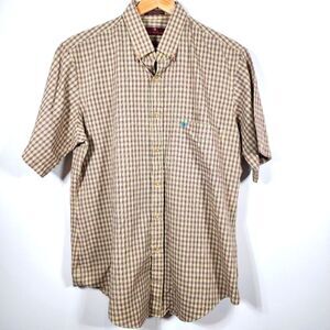Men's Plaid Etienne Aigner Short Sleeve Button Up Short Sleeve Shirt Size Large